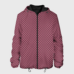 Куртка с капюшоном мужская Приглушённый тёмно-розовый паттерн квадратики, цвет: 3D-черный