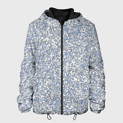 Куртка с капюшоном мужская Текстурированный бело-голубой мелкий камень, цвет: 3D-черный