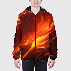 Куртка с капюшоном мужская Яркие языки пламени, цвет: 3D-черный — фото 2