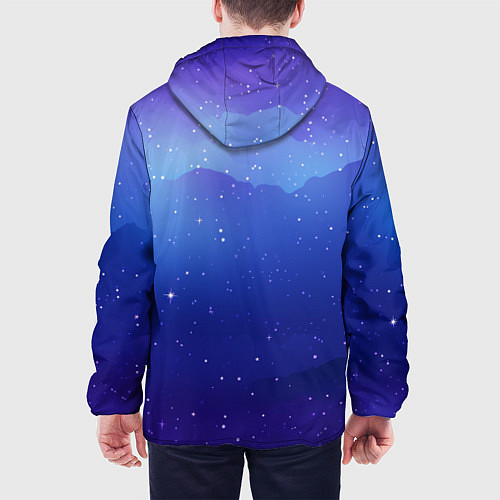 Мужская куртка Синий космос и звезды / 3D-Черный – фото 4