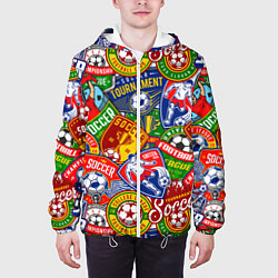 Куртка с капюшоном мужская Футбольные командные эмблемы pattern, цвет: 3D-белый — фото 2