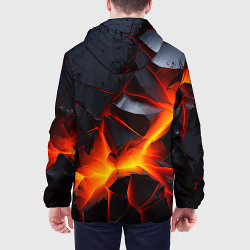 Мужская куртка Камни в разломе красный свет / 3D-Белый – фото 4