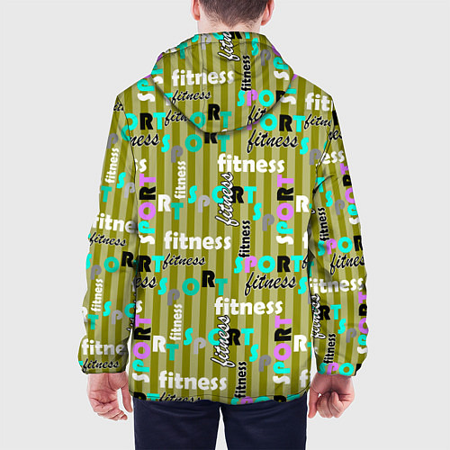 Мужская куртка Спорт и фитнес оливковый полосатый узор с текстом / 3D-Белый – фото 4