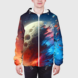 Куртка с капюшоном мужская Разрыв космического тела - нейросеть, цвет: 3D-белый — фото 2