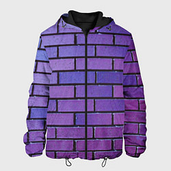 Куртка с капюшоном мужская Кирпичная стена фиолетовый паттерн, цвет: 3D-черный