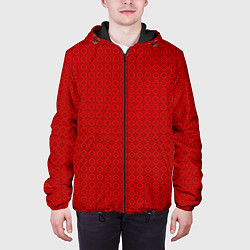 Куртка с капюшоном мужская Узор в стиле ар-деко красного цвета, цвет: 3D-черный — фото 2