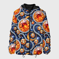 Куртка с капюшоном мужская Ювелирные украшение с золотом и бриллиантом паттер, цвет: 3D-черный
