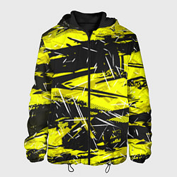 Куртка с капюшоном мужская Yellow geometry - спортивный узор, цвет: 3D-черный