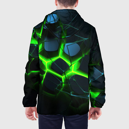 Мужская куртка Зеленый неон и разлом плит / 3D-Черный – фото 4