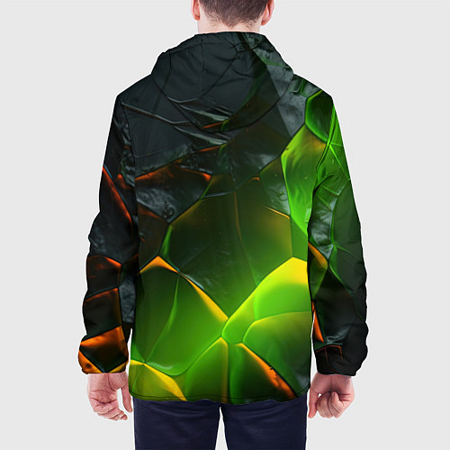 Мужская куртка Зеленая абстрактная неоновая текстура / 3D-Черный – фото 4