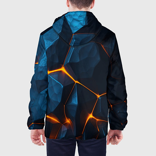 Мужская куртка Разлом плит с оранжевым свечением / 3D-Белый – фото 4