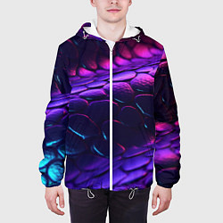 Куртка с капюшоном мужская Фиолетовая абстрактная текстура неоновая, цвет: 3D-белый — фото 2