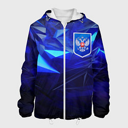 Мужская куртка Герб России на синей абстракции