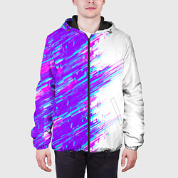 Куртка с капюшоном мужская Neon glitch, цвет: 3D-черный — фото 2