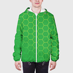 Куртка с капюшоном мужская Шестигранники фисташковый, цвет: 3D-белый — фото 2