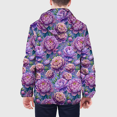 Мужская куртка Крупные пионы садовые дачные цветы паттерн / 3D-Белый – фото 4