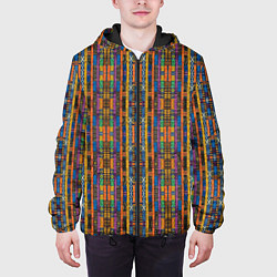 Куртка с капюшоном мужская Полоски африканские яркие, цвет: 3D-черный — фото 2
