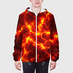 Куртка с капюшоном мужская Текстура огня, цвет: 3D-белый — фото 2