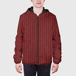 Куртка с капюшоном мужская Тёмно-красный текстурированный полосатый, цвет: 3D-черный — фото 2
