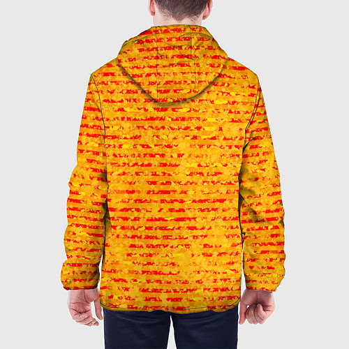 Мужская куртка Яркий красно-жёлтый абстарктный полосатый / 3D-Белый – фото 4