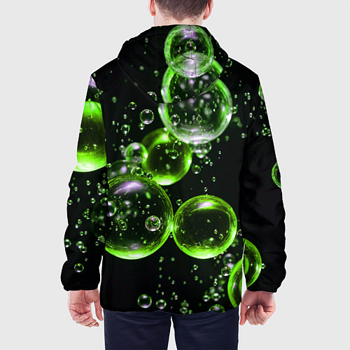 Мужская куртка Зеленые пузыри на черном / 3D-Белый – фото 4