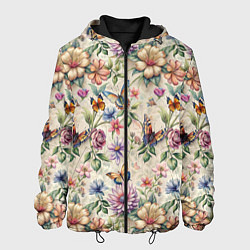 Мужская куртка Летний узор с цветами и бабочками