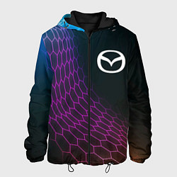 Куртка с капюшоном мужская Mazda neon hexagon, цвет: 3D-черный