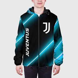 Куртка с капюшоном мужская Juventus неоновые лампы, цвет: 3D-черный — фото 2