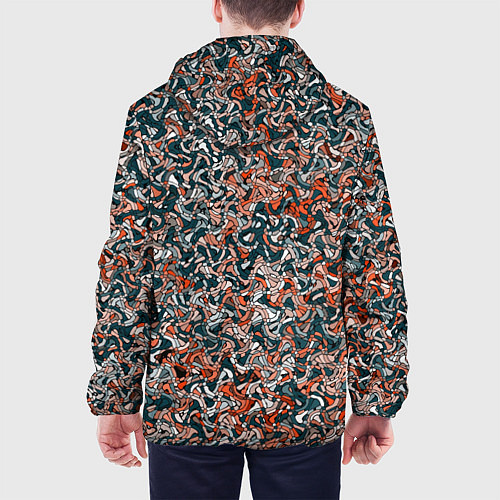 Мужская куртка Тёмный сине-оранжевый абстрактная текстура / 3D-Белый – фото 4