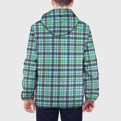 Мужская куртка Сине-зеленый паттерн в клетку / 3D-Белый – фото 4
