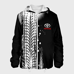 Куртка с капюшоном мужская Тойота - следы от шин, цвет: 3D-белый