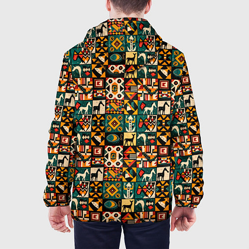 Мужская куртка Африканские паттерн животные / 3D-Черный – фото 4
