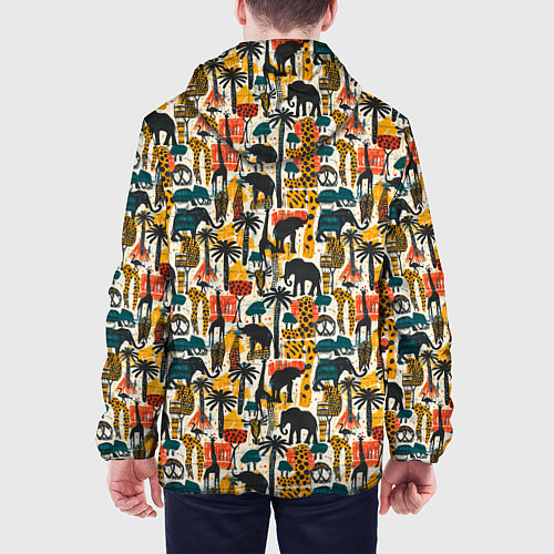 Мужская куртка Африка паттерн пальмы животные / 3D-Черный – фото 4