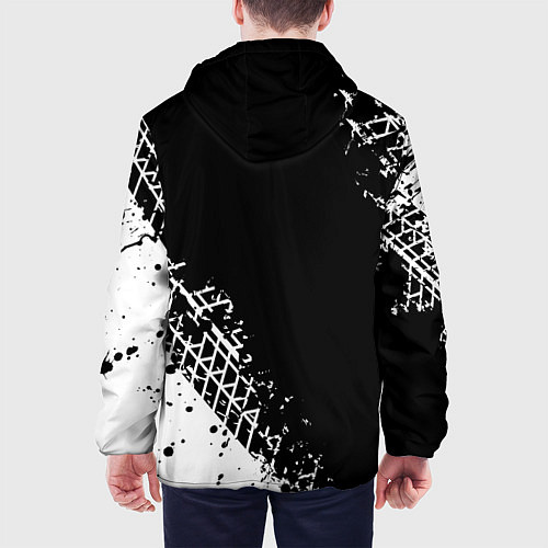 Мужская куртка Ниссан: следы от шин / 3D-Белый – фото 4