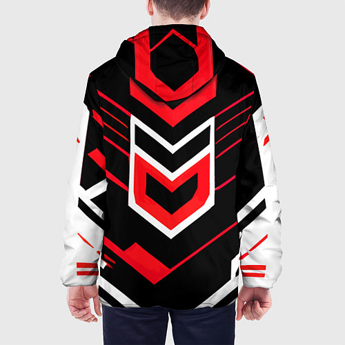 Мужская куртка Полосы и красно-белый шестиугольник / 3D-Белый – фото 4