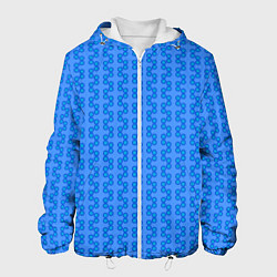 Куртка с капюшоном мужская Голубой паттерн цепочки, цвет: 3D-белый