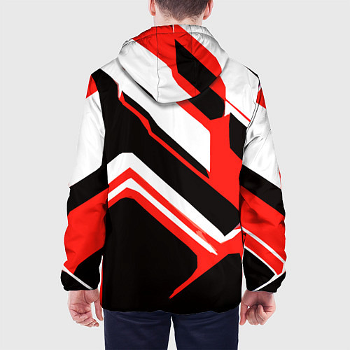 Мужская куртка Бело-красные линии на чёрном фоне / 3D-Белый – фото 4