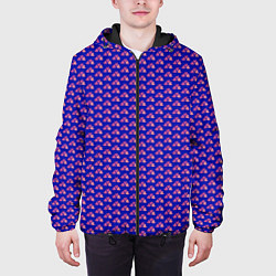 Куртка с капюшоном мужская Паттерн облака из сердечек, цвет: 3D-черный — фото 2