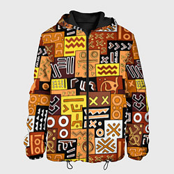 Куртка с капюшоном мужская Африканские этнический коллаж, цвет: 3D-черный
