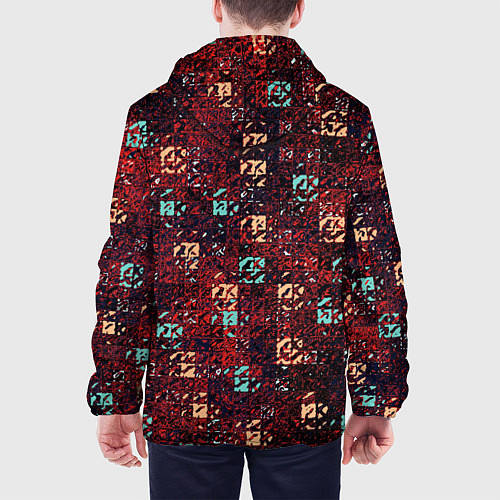 Мужская куртка Тёмный красный текстурированный кубики / 3D-Белый – фото 4