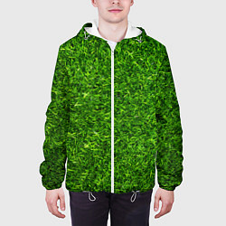 Куртка с капюшоном мужская Текстура газона, цвет: 3D-белый — фото 2