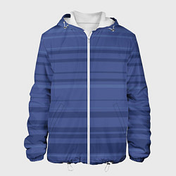 Куртка с капюшоном мужская Синий простые полосы, цвет: 3D-белый