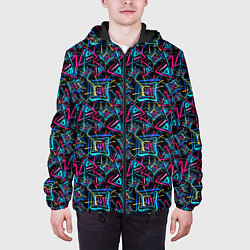 Куртка с капюшоном мужская Абстрактный орнамент с концепцией, цвет: 3D-черный — фото 2