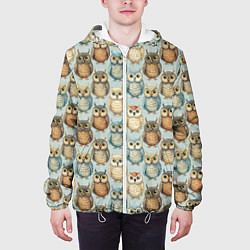Куртка с капюшоном мужская Совы птицы паттерн, цвет: 3D-белый — фото 2