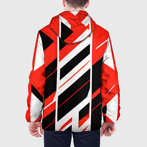 Мужская куртка Black and red stripes on a white background / 3D-Белый – фото 4