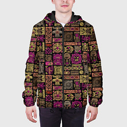Куртка с капюшоном мужская Африка - этнический орнамент, цвет: 3D-черный — фото 2
