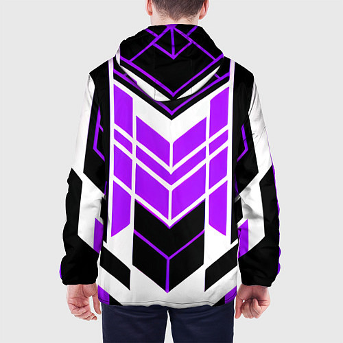 Мужская куртка Purple and black stripes on a white background / 3D-Черный – фото 4