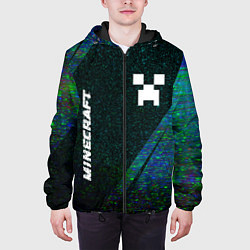 Куртка с капюшоном мужская Minecraft glitch blue, цвет: 3D-черный — фото 2