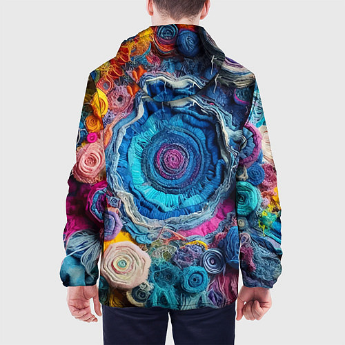 Мужская куртка Вязаные цветы - пэчворк / 3D-Белый – фото 4