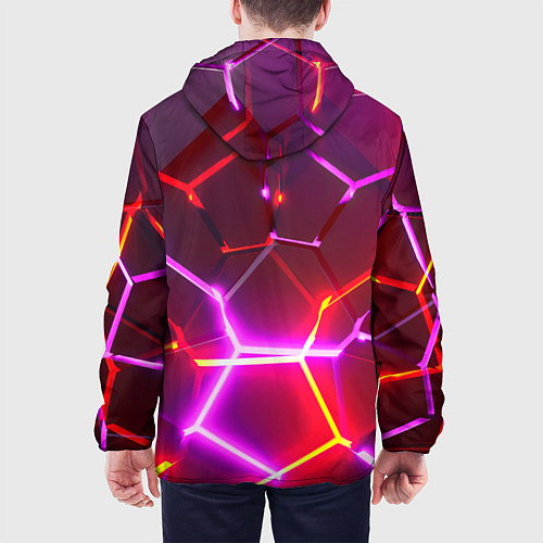 Мужская куртка Красные плиты с фиолетовым свечением / 3D-Белый – фото 4